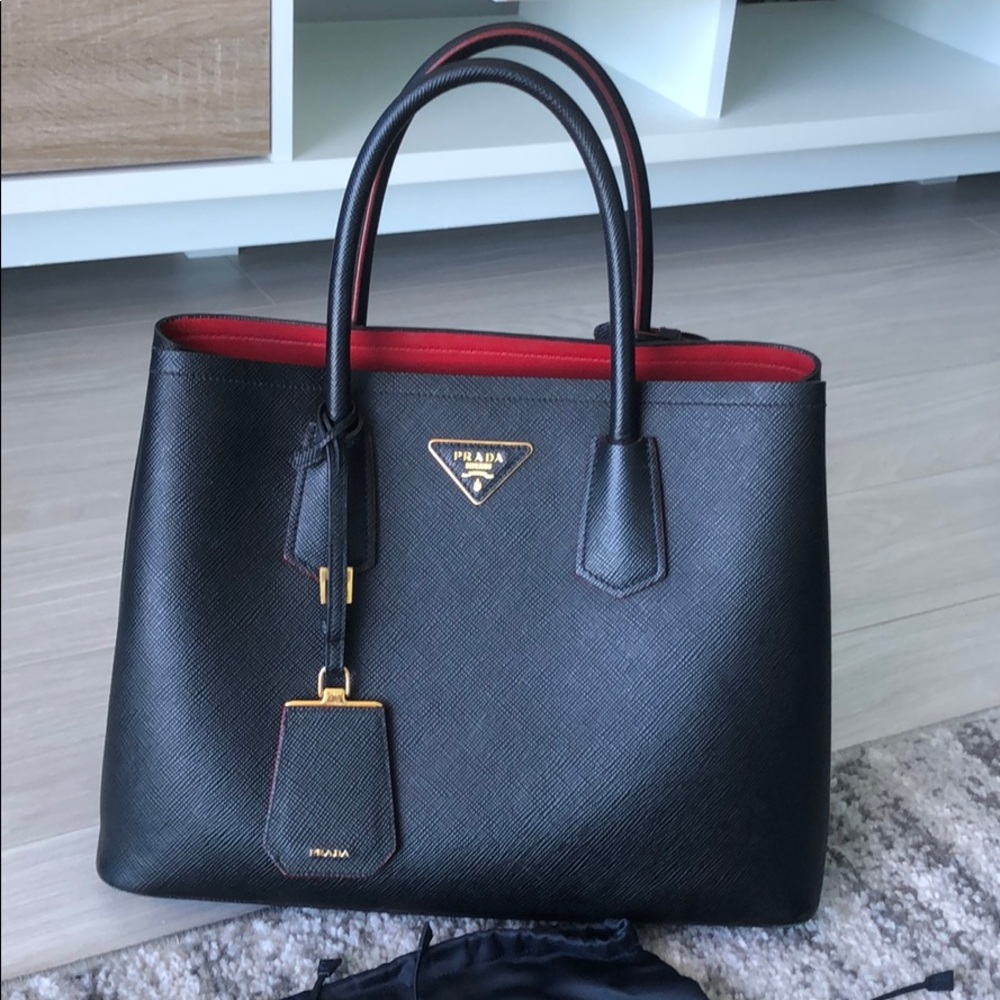 Prada Saffiano Cuir - Black and Red